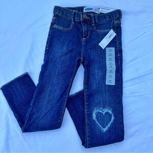 NWT Old Navy Dark Blue Skinny Jeans with Heart Patch